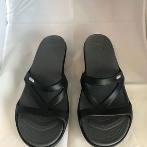 Croc Black Sandal Slides. Size 10.
